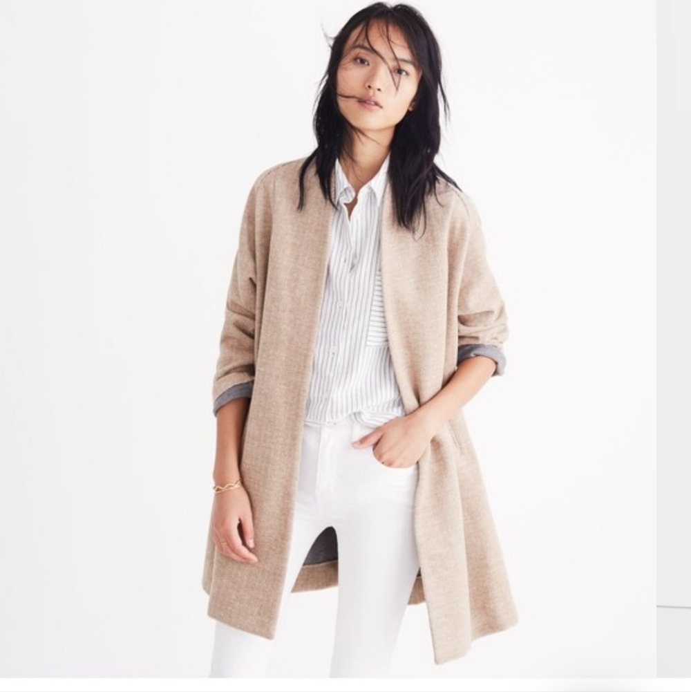 MADEWELL STANZA HERRINGBONE WOOL COAT SZ SMALL